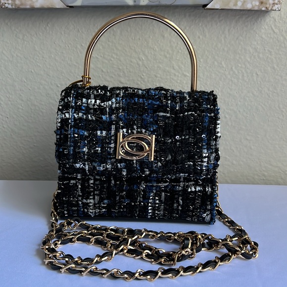 Kamala Top Handle Tweed Mini Crossbody5.5Wx5H Black - Picture 15 of 15